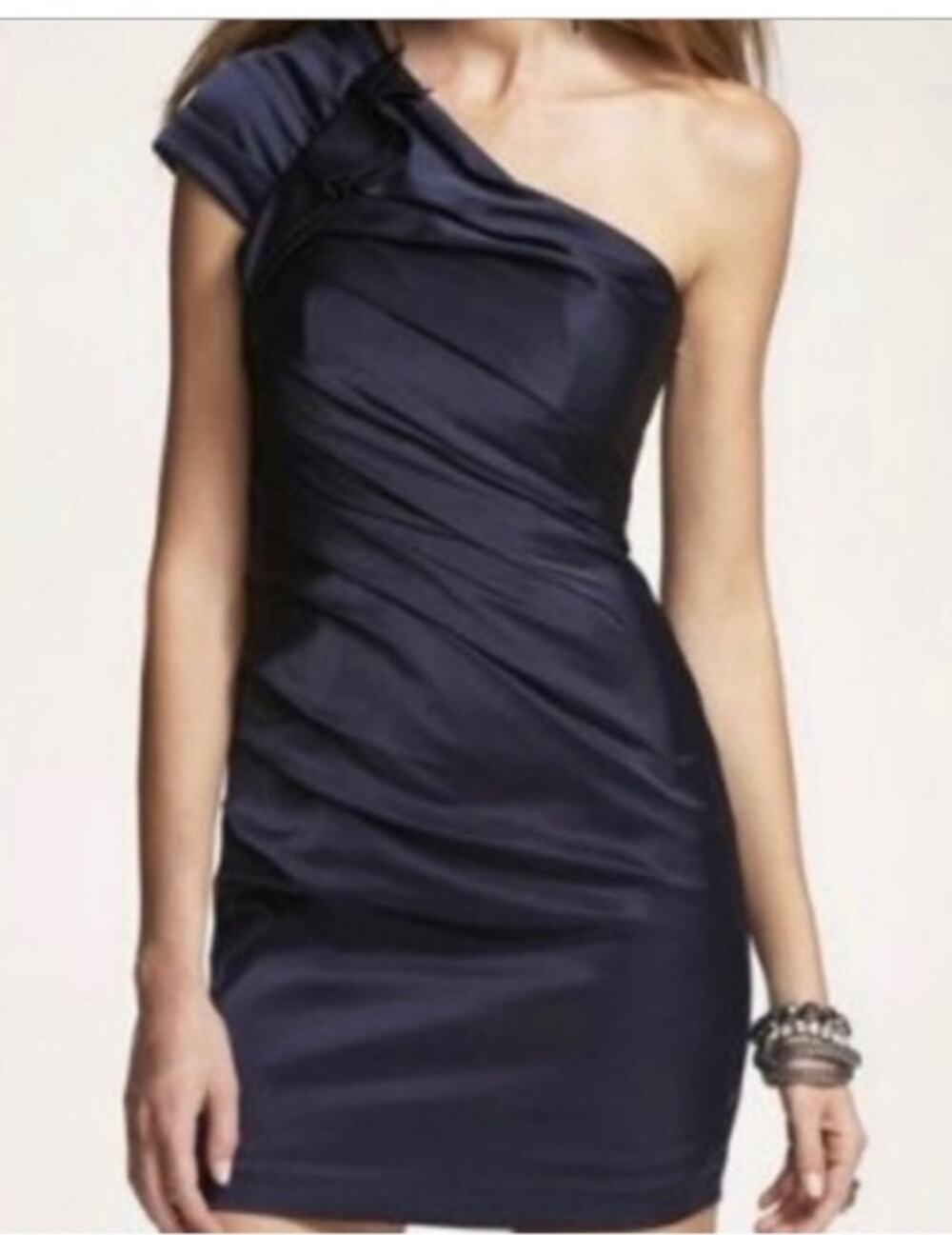 Express Navy One Shoulder Formal Dress 0 Y2k